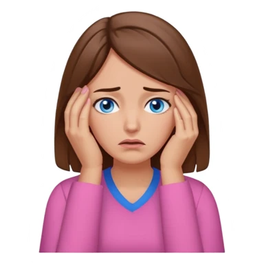 Facepalm woman upset brown hair blue eyes pink shirt  sticker