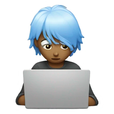 sad person with laptop sticker
