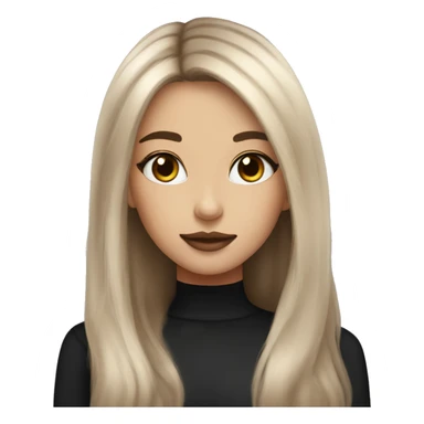 pretty girl long brown hair makeup with black kitten sticker