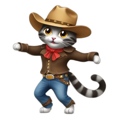 cat wearing cowboy hat dancing tango sticker
