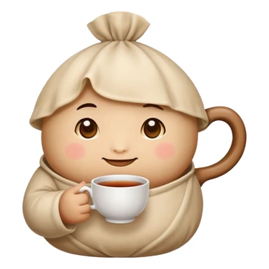 dumpling drinking cup of tea in hand sticker