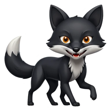 Black fox attacking sticker