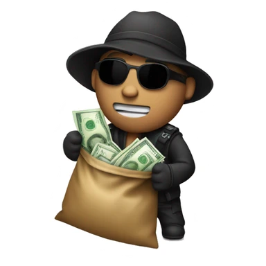 Robber with money bag on back sticker
