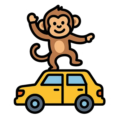 color outline icon of monkey dancing on a car sticker