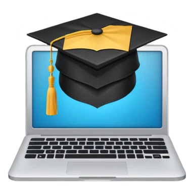 open laptop with graduation cap above it sticker
