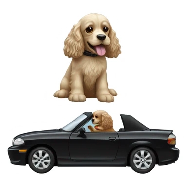 Light Cocker Spaniel driving a Black Mazda car sticker