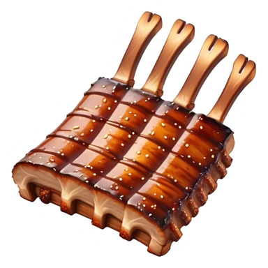 Cinematic Realistic Barbeque Ribs Dish Emoji, depicted as succulent, slow-cooked ribs with a sticky smoky glaze rendered with rich textures and dynamic, appetizing lighting. sticker