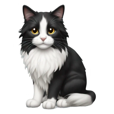 black-and-white cat domestic long-haired sticker