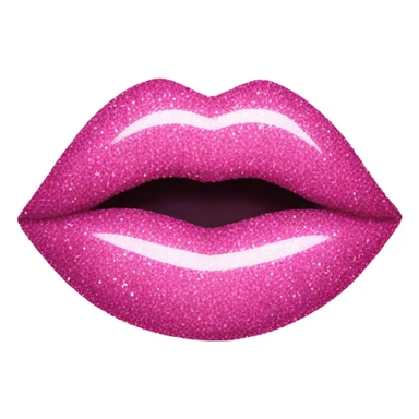 Pink glittery lips with the word PLEASE written in between the lips sticker