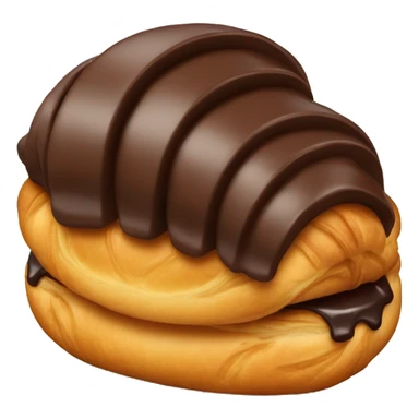 A croissant with two bars of chocolate inside, slightly visible sticker