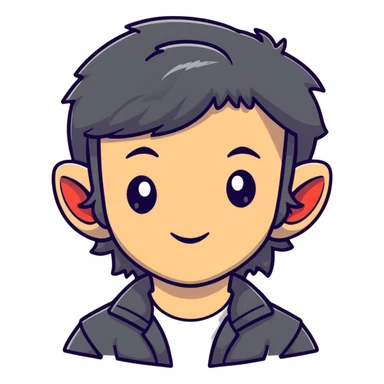 boy with big ears and a mullet hairstyle sticker