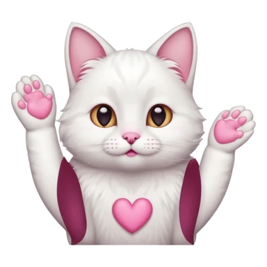 Cute white cat making heart shape with his hand above the head like this🙆‍♂️ sticker