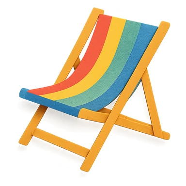 colorful and playful beach chair in paper-craft style sticker