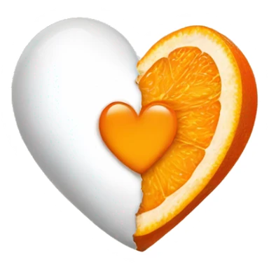 half orange half white heart sticker