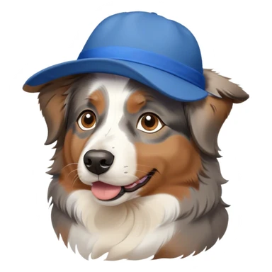 Australian shepard in a blue hat sticker