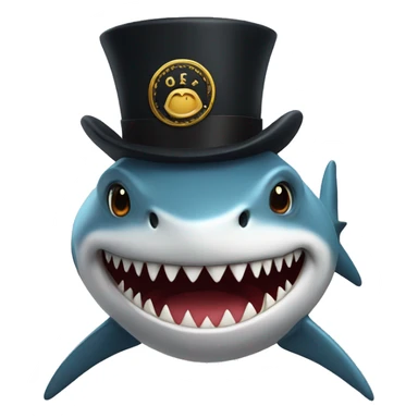 shark with a tophat and moncle sticker