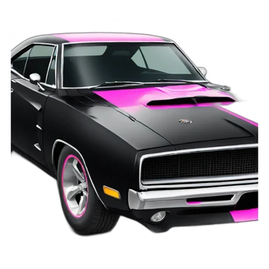 Black dodge charger car with pink stripes on the side  sticker