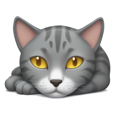 gray cat sleeping sticker