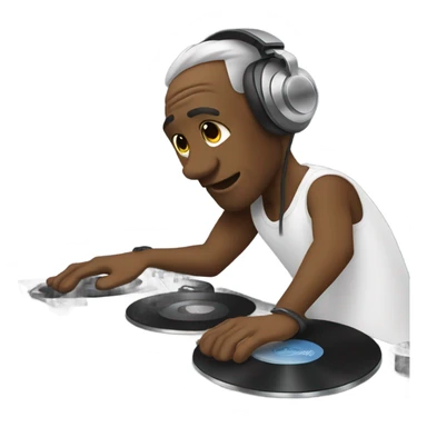 DJ man scratching records sticker