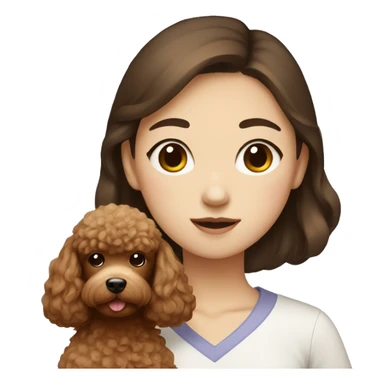 korean girl with brown poodle sticker