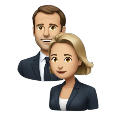 Macron en train de faire un câlin à sa femme sticker