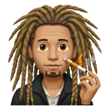 Musician with dreadlocks and ciga sticker