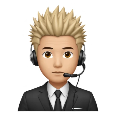 asian man headset suit face only spikey hair in front sticker