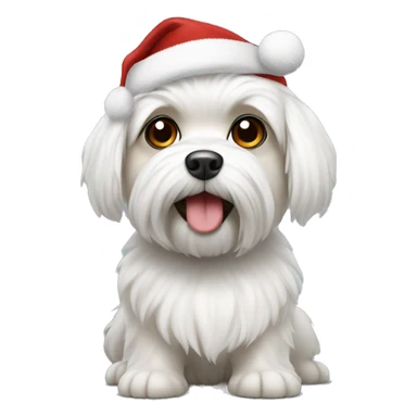 Maltese in Christmas hat sticker
