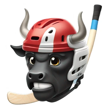 Bull with hockey helmet flexing  sticker
