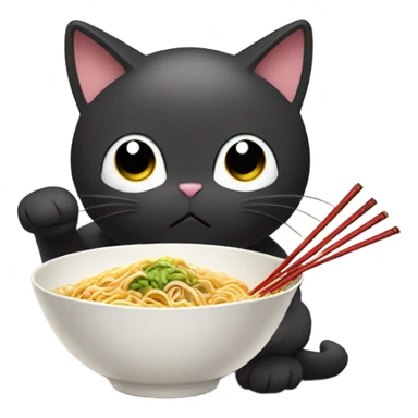 Cat eating ramen  sticker