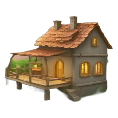 une tortue sur le  toi d'une maison sticker