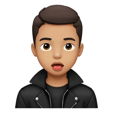 boy in black jacket biting lip sticker