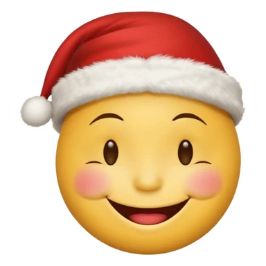 smiley face with closed eyes in a red Christmas hat sticker