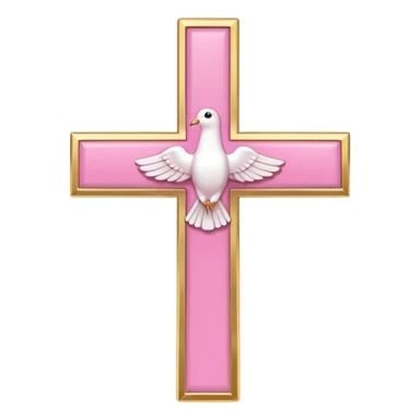 Pink and white simple holy cross with a dove  sticker