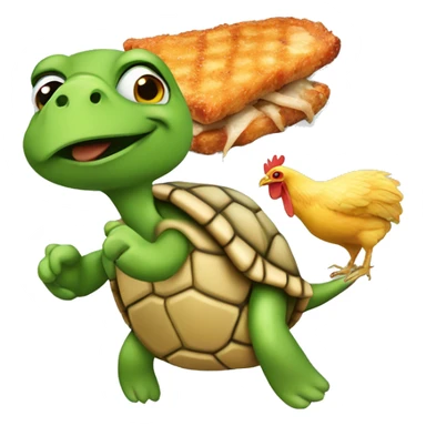 turtle with a chicken strip sticker