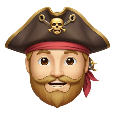 Clash of Clans aesthetic Cheerful Pirate Portrait Emoji, With a bright, confident smile and a relaxed yet adventurous posture, showcasing a stylized, rugged build with a classic pirate hat and a neatly groomed beard, his face in natural skin tone, Simplified yet expressive features, highly detailed, glowing with a soft, luminous maritime radiance, high shine, upbeat and daring, stylized with an air of classic swashbuckler allure, soft glowing outline, capturing the essence of a cheerful pirate ready to chart epic voyages! sticker