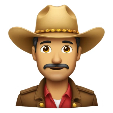 Hombre con sombrero vaquero, sin mostacho con cara delgada sticker