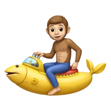 
monkey man riding a banana submarine sticker