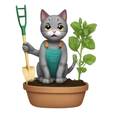 cat gardening sticker
