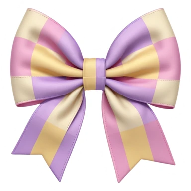 Cottagecore style ultra realistic detailed fabric in cottagecore pink, beige, buttery soft yellow, pastel purple color scheme  a large 3D bow in a plaid type pattern, isolated, 3d rendering, 8k resolution, DPI 300, Must not be blurry, no emoji icons, must not be low resolution sticker