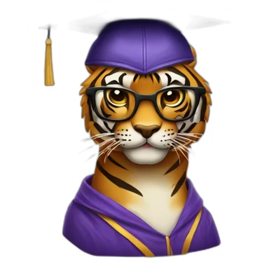 tigre con gafas oscuras y un gorro de graduación sticker