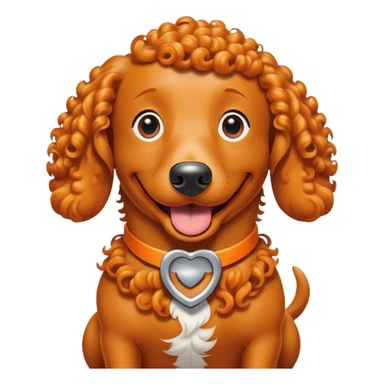 A curly haired orange dog super imposed on top of the wiener dog from the show Oswald   sticker