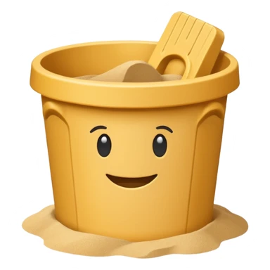 Bucket-shaped sand castle, made with an upside-down pail mold sticker
