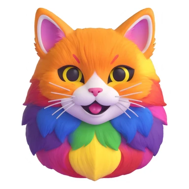 a happy cat with pride flag colors sticker