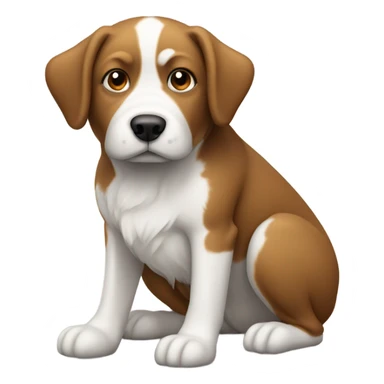 White and brown dog peeing on tree sticker