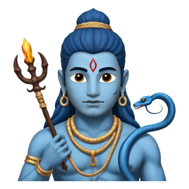 Mahadev real god  shiv not like cartoon  blue body and trishul and and had damru and nack around sanke  sticker