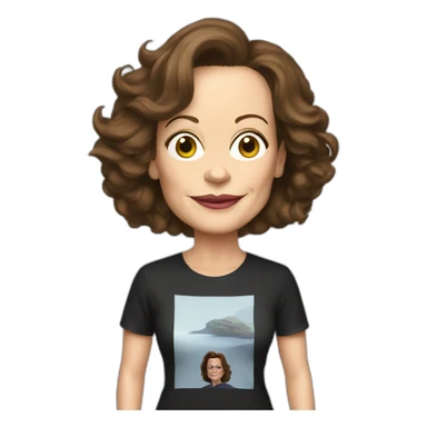 sigourney weaver cartoon wearing tee sticker