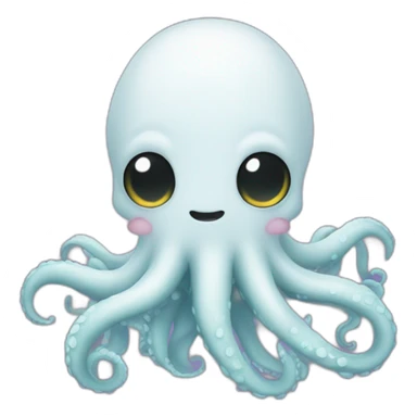 cute white kraken with cute face shy blushing sticker
