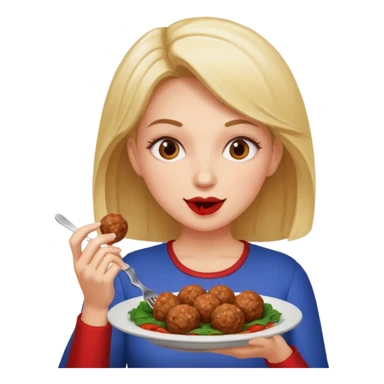 Lady eating meatballs sticker