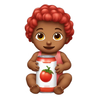 baby with canned tomato juice in each hand sticker